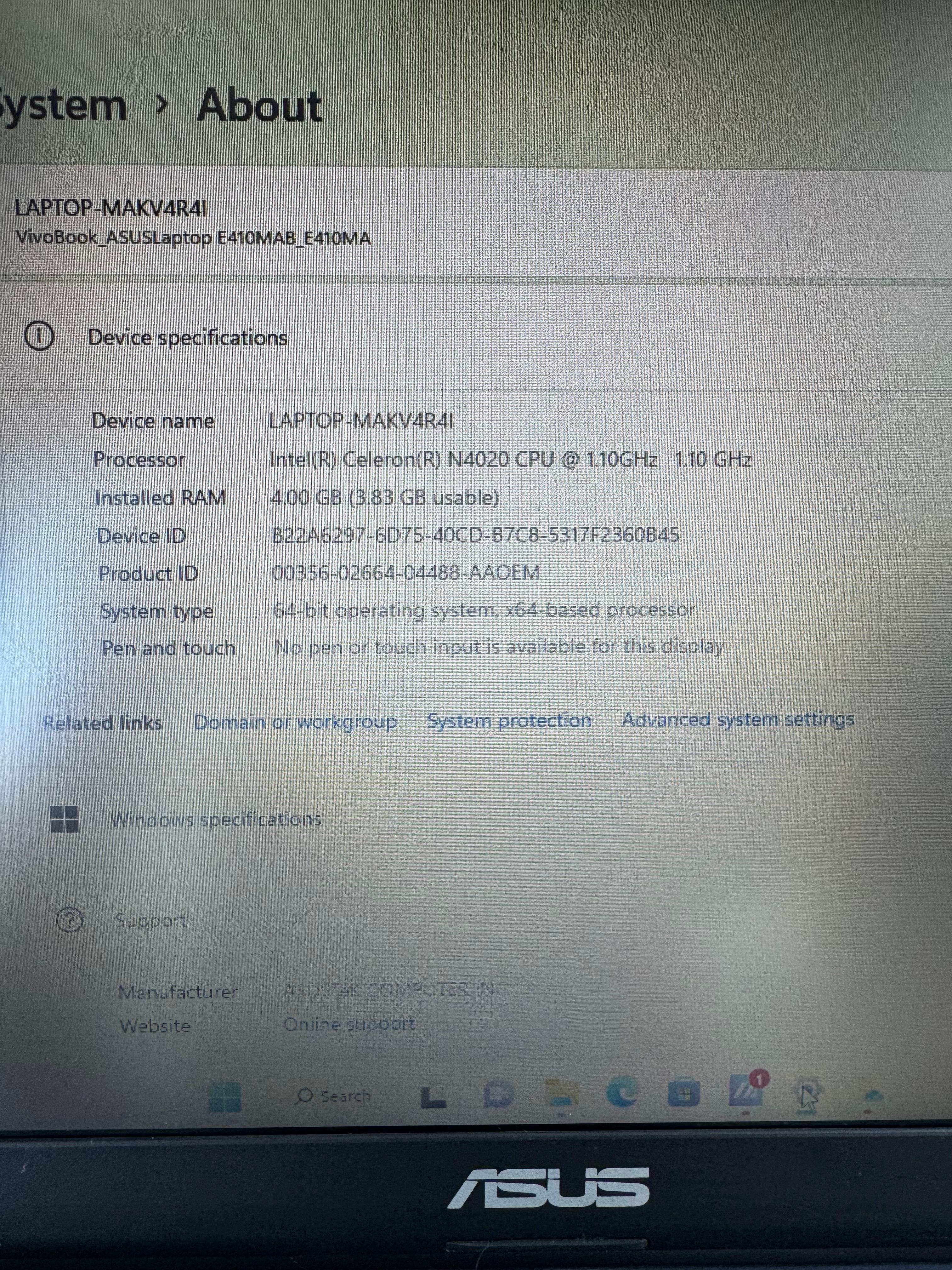 computadoras y laptops - Laptop Asus E410M 14'' 128 GB SSD y 4 GB RAM. 2