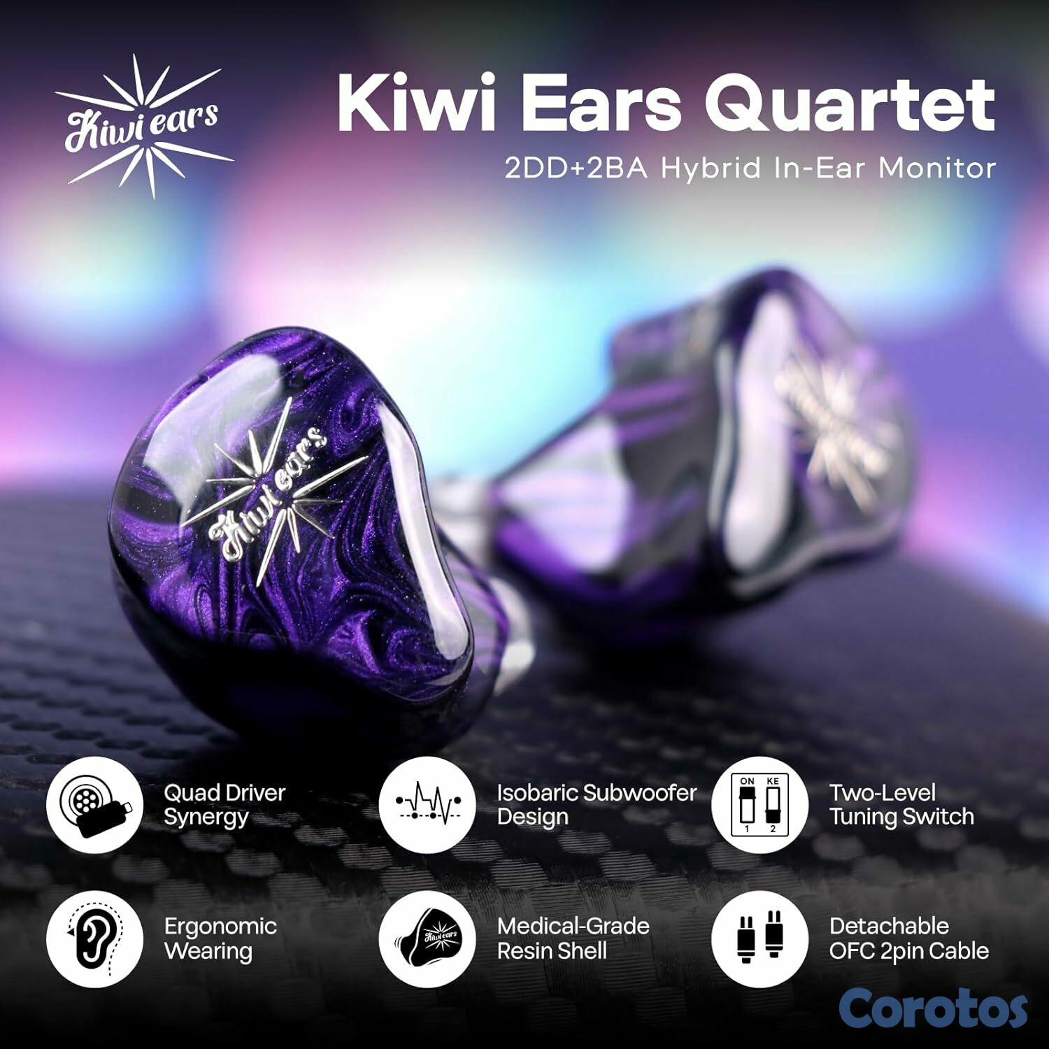 camaras y audio - Kiwi Ears Quartet auriculares IEM 2DD + 2BA 2