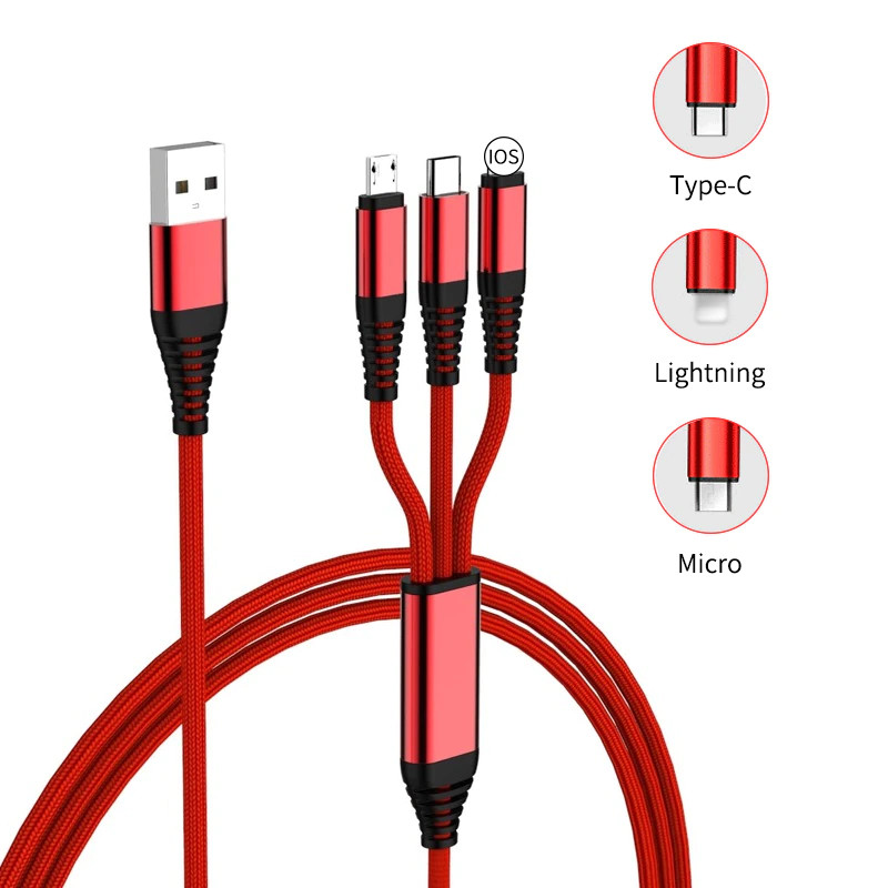 accesorios para electronica - Cable USB Para cargar celulares Iphone y Android - 3 en 1 1