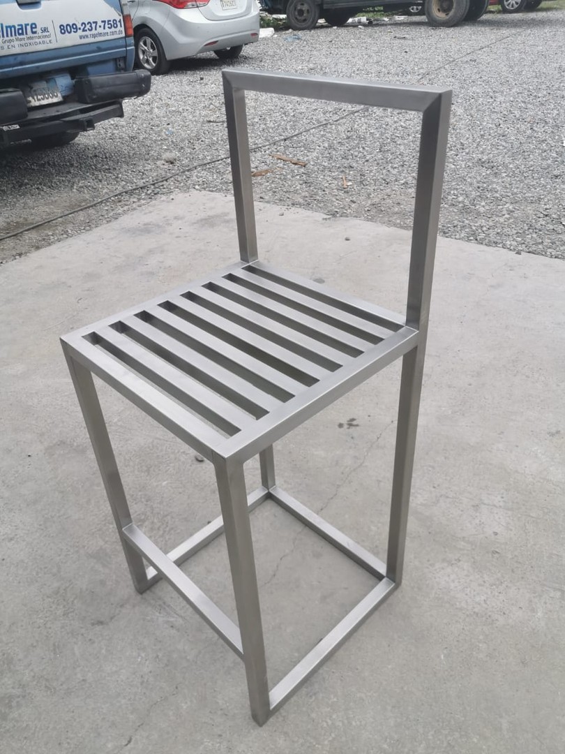 muebles y colchones - SILLA ALTA EN ACERO INOXIDABLE