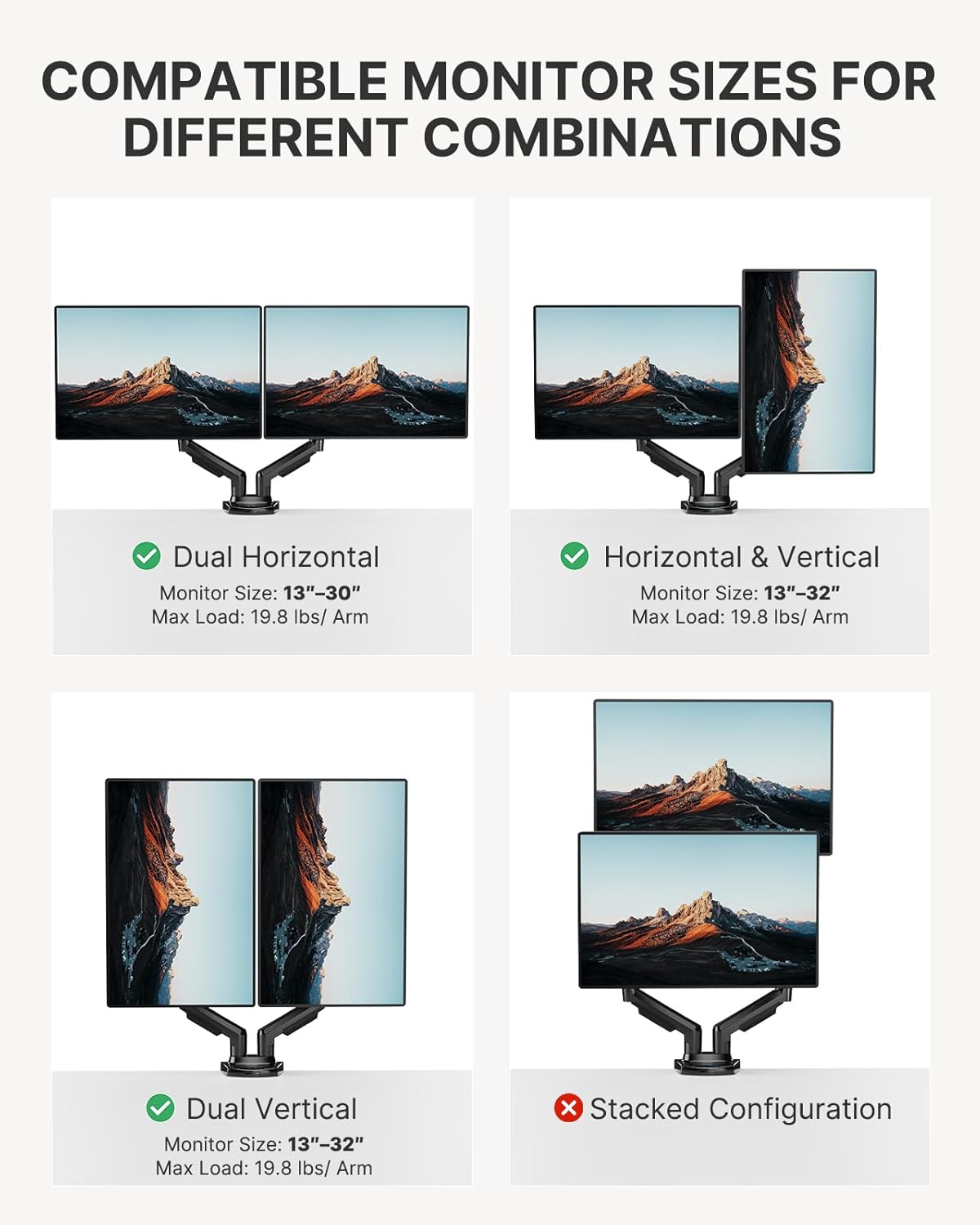 accesorios para electronica - Soporte de monitor doble para pantallas de 17 a 27 6