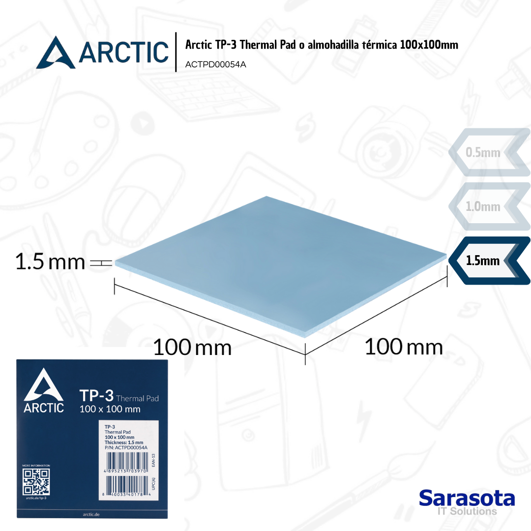 accesorios para electronica - Arctic Thermal Pad TP-3 Almohadilla térmica 1.5mm
