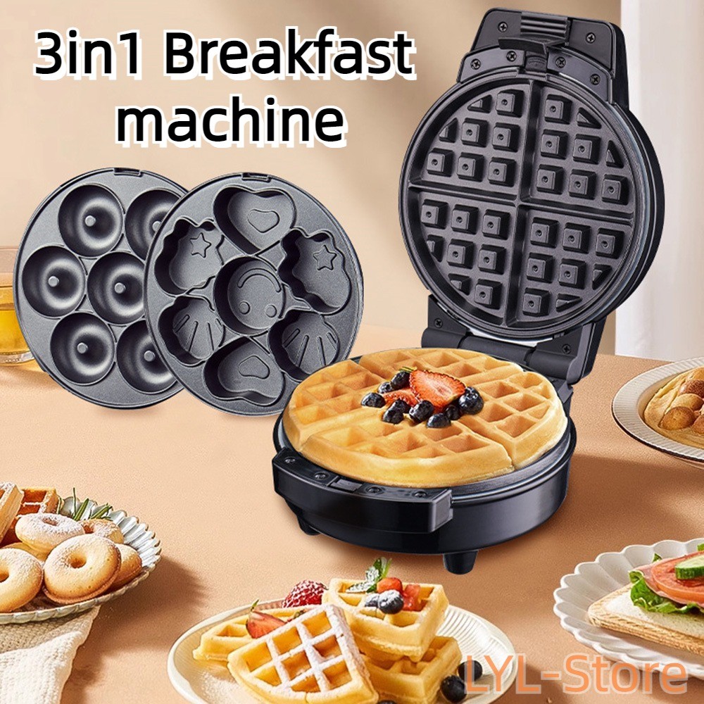 cocina - Máquina de sándwich máquina de donuts de gofres desmontable 3 en 1 máquina  0