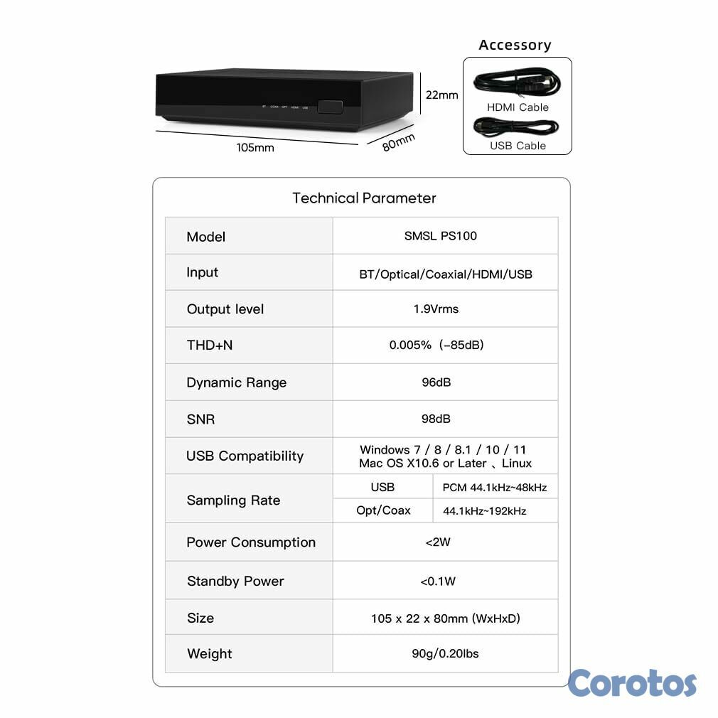 camaras y audio - SMSL PS100 Convertidor d audio digital a analógico 7