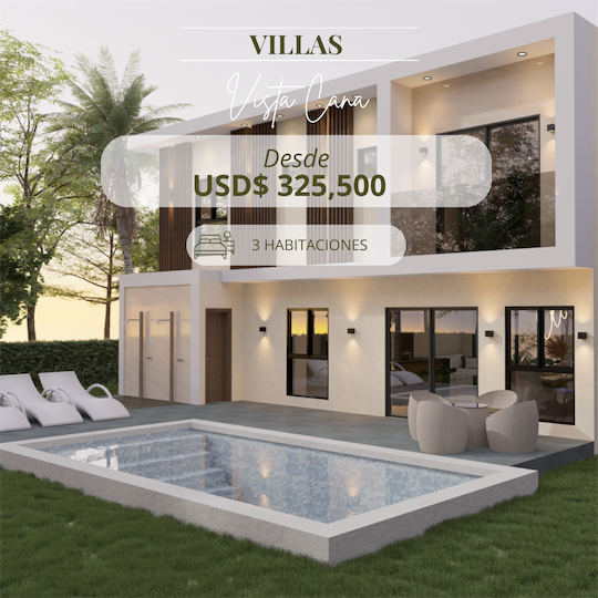casas vacacionales y villas - Venta de villas de 527mts en vista cana con opción a piscina  0