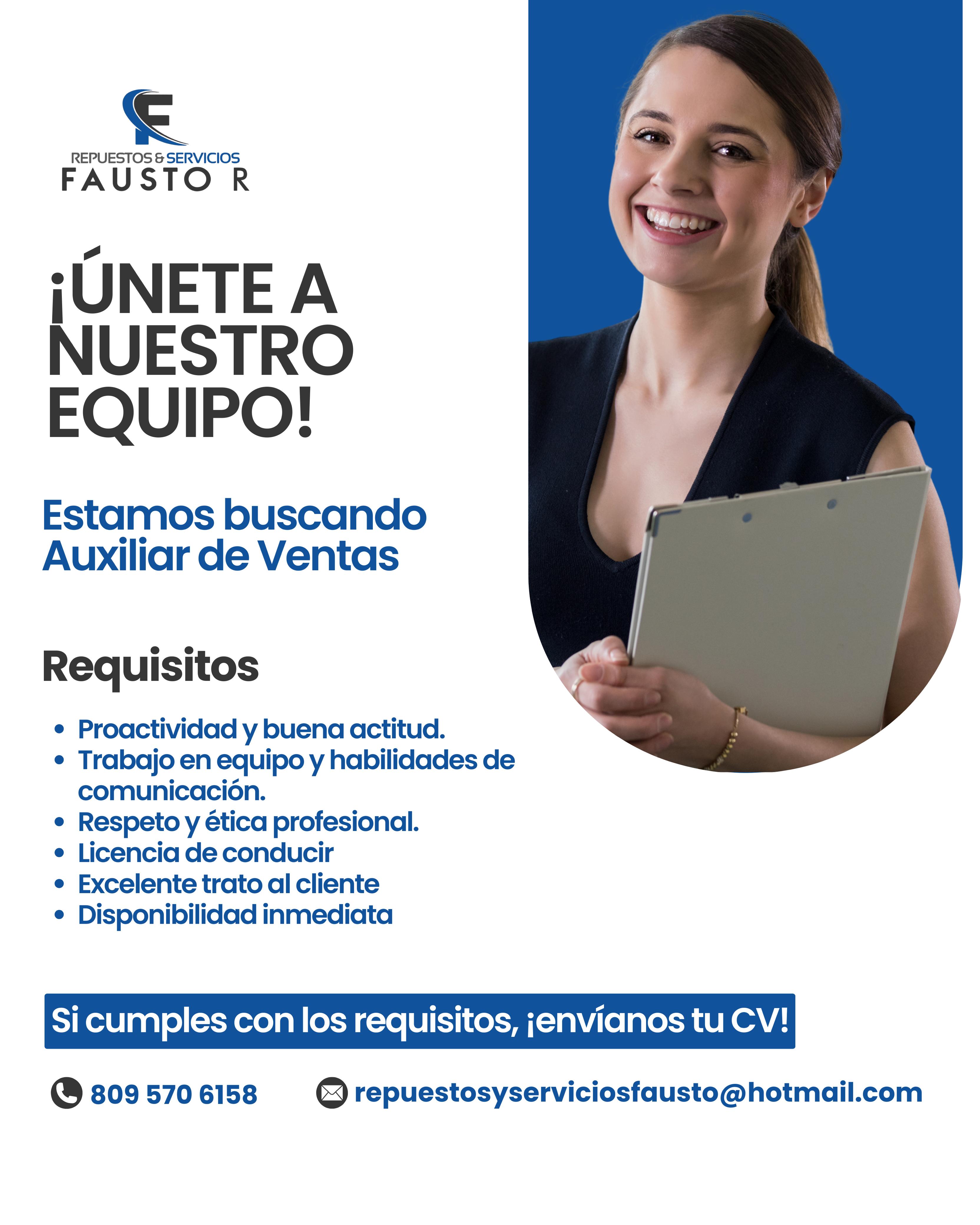 empleos disponibles - BUSCAMOS AUXILIAR DE VENTAS 1