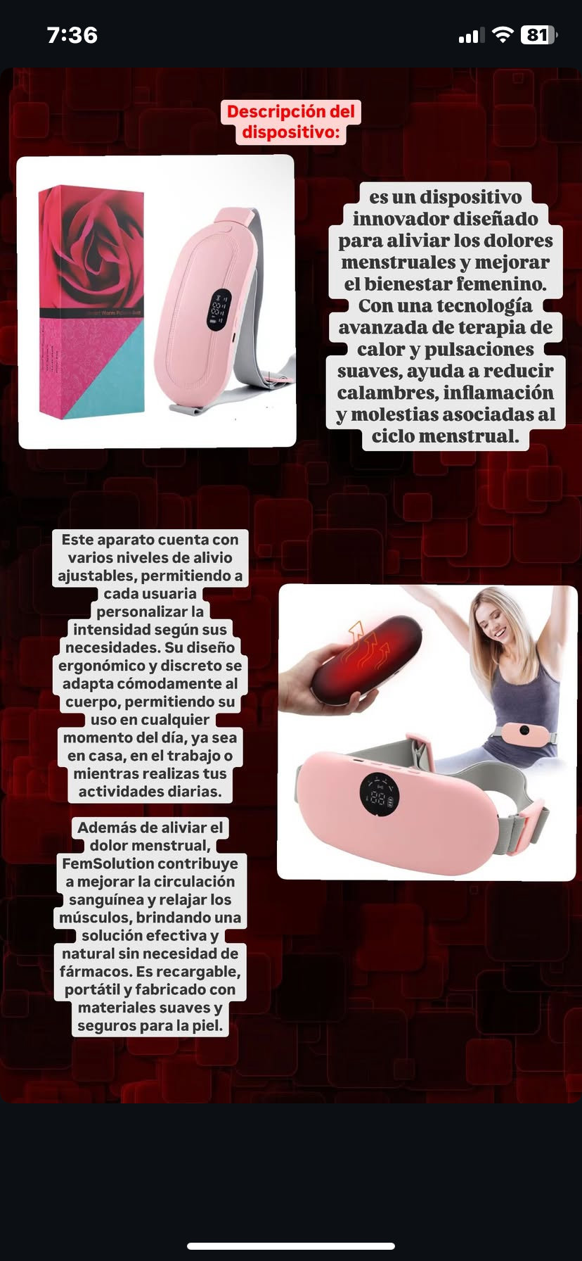 ropa para mujer - Cinturon Menstrual (alivia y relaja) 1