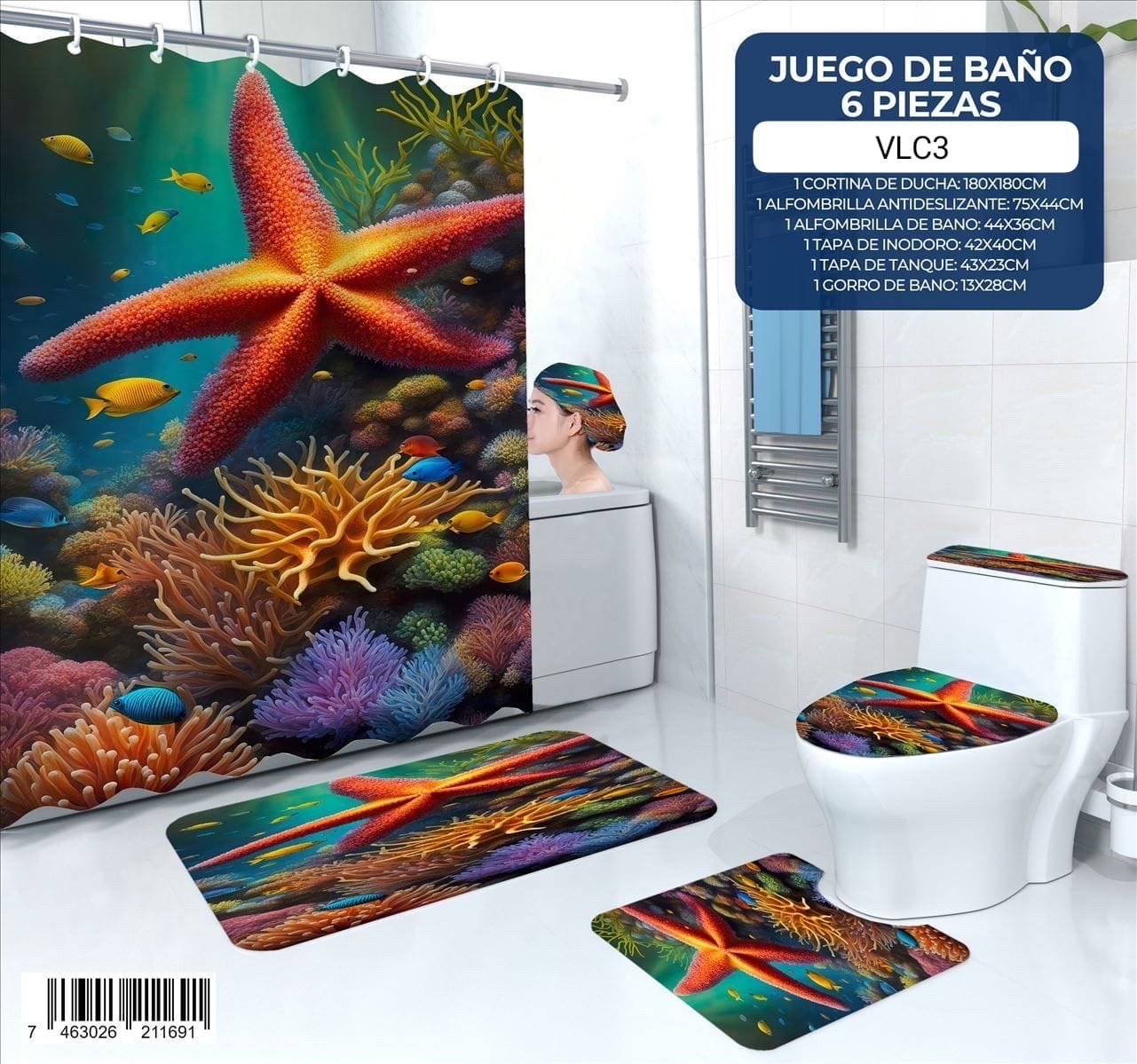 decoración y accesorios - juego de baños de 6 piezas  3