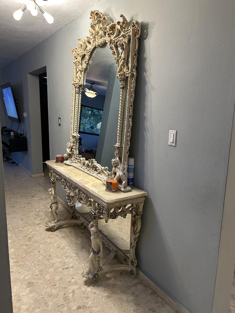decoración y accesorios - Espejo con mesa y espejo abajo Antiguo Italiano  0
