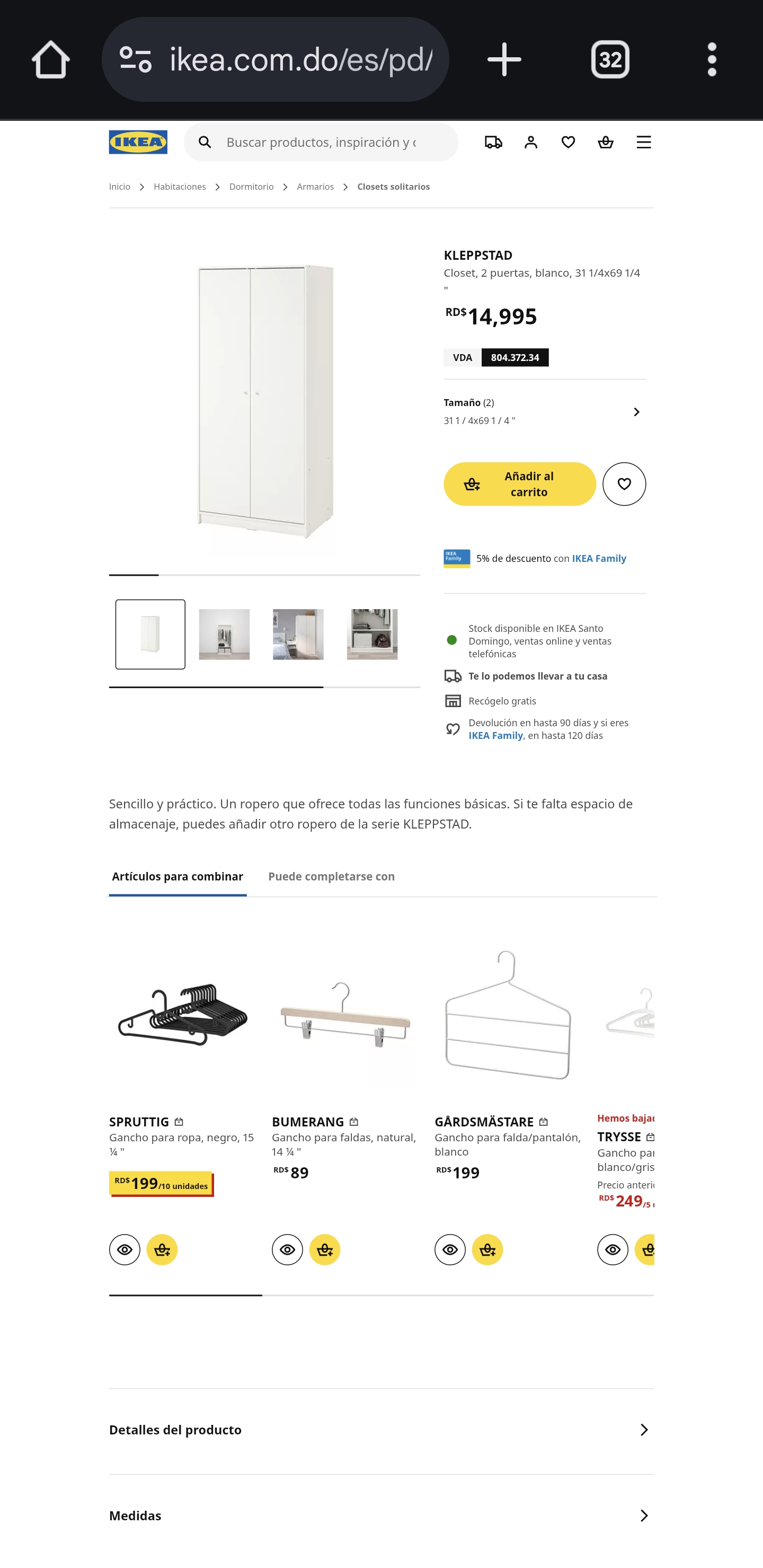 muebles y colchones - Armario blanco de IKEA Kleppstad  6