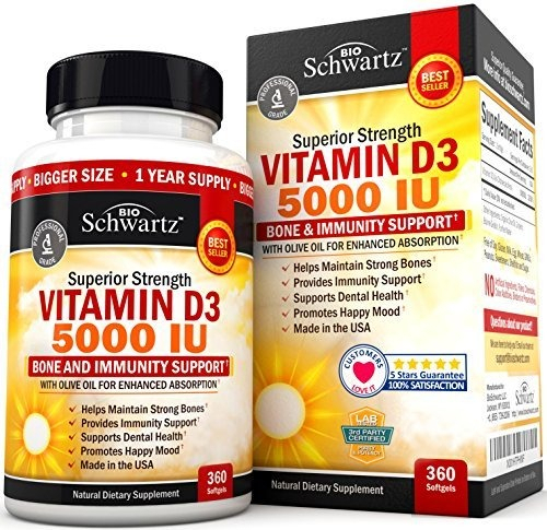 Salud y Equipamiento Médico - Vitamina D3 5000 Iu Bioschwartz 360 Capsulas huesos 0