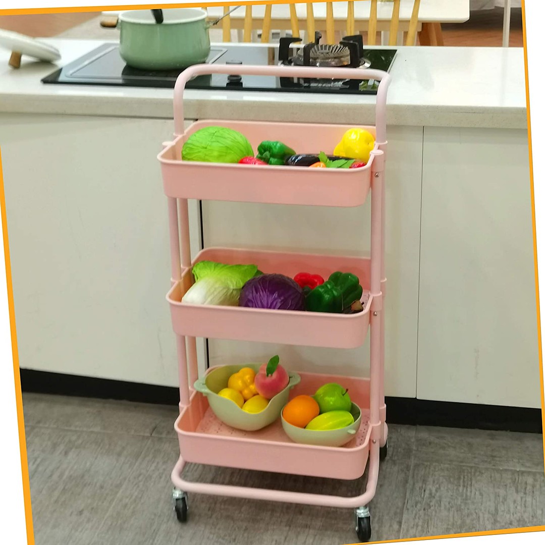 decoración y accesorios - Carrito con ruedas de 3 bandejas ideal cocina maquilladoras carro  organizador 9