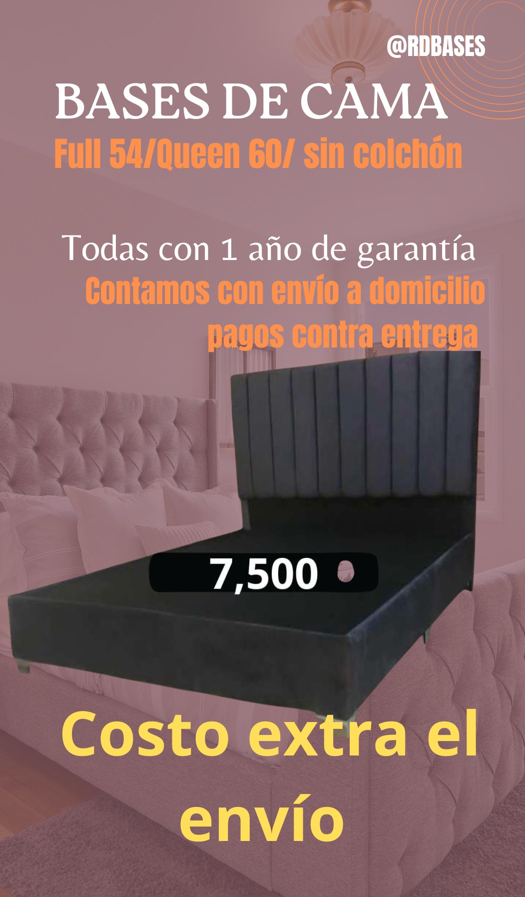 muebles y colchones - base de cama con espaldar  0