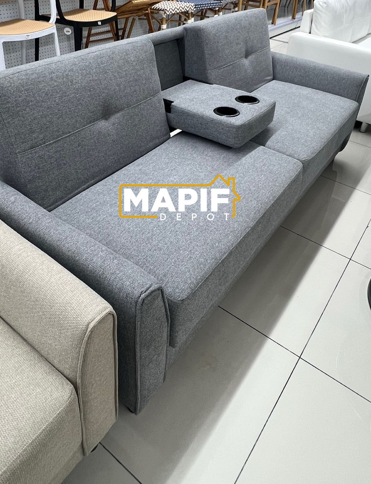 muebles y colchones - SOFA CAMA  DE 2 PLAZA CON PORTAVASOS 1