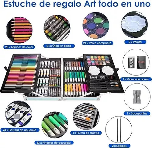 juguetes - Kit de dibujo para niños, pintura, colores, marcadores, 145 piezas, maleta niños 2