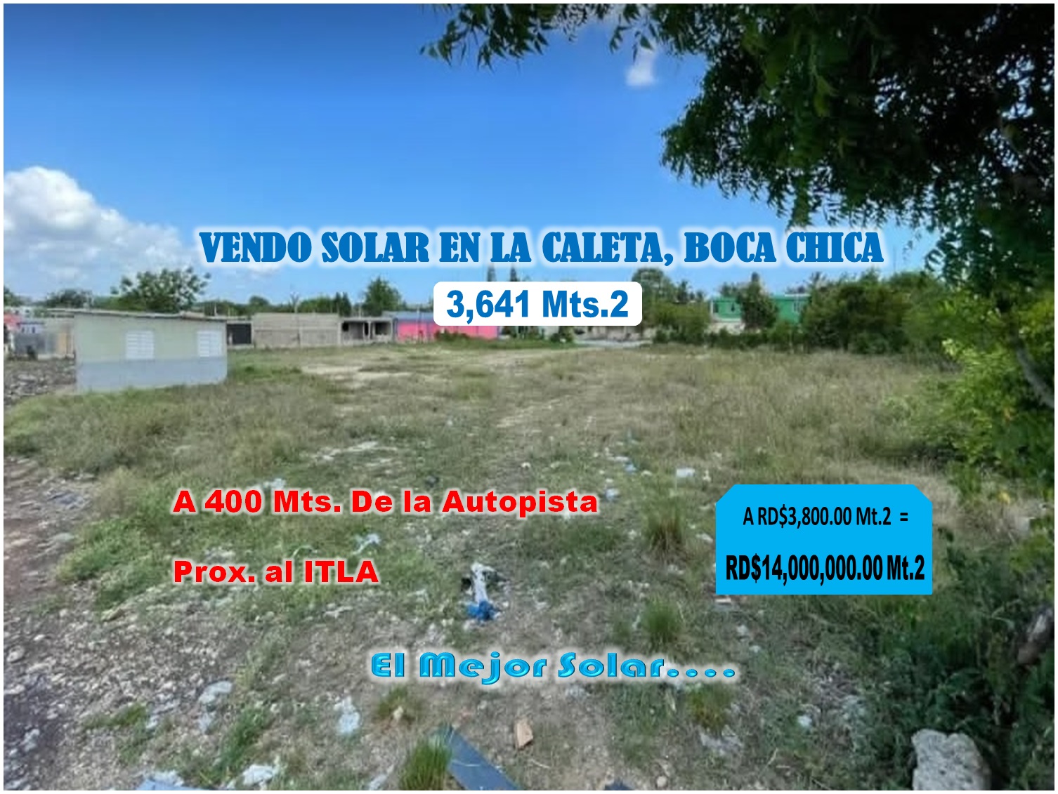 solares y terrenos - Excelente Solar  de 3,641 Mts.2 Próximo al ITLA,  en LA CALETA de Oportunidad 4
