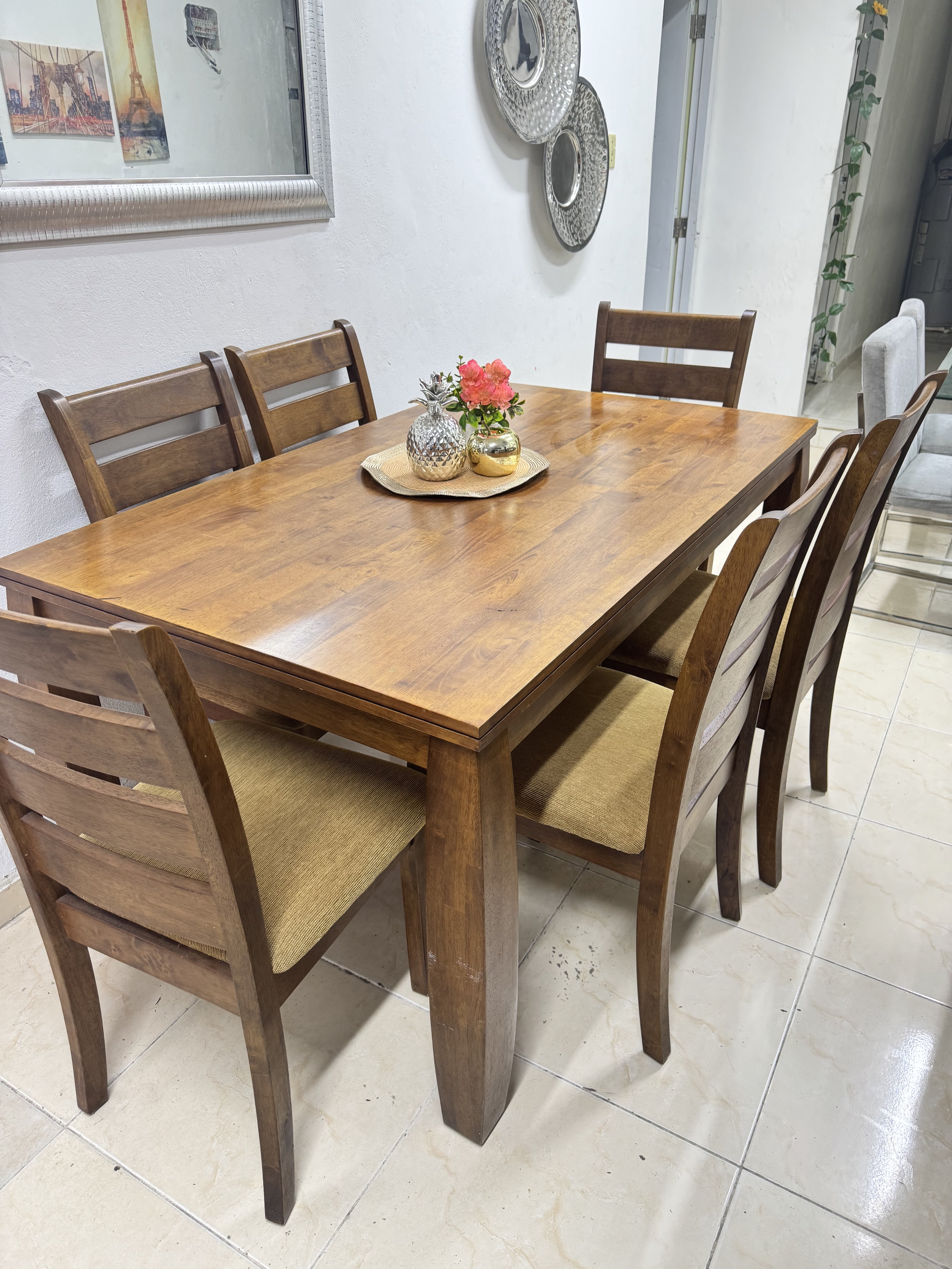 muebles y colchones - comedor de 6 sillas madera teca  2