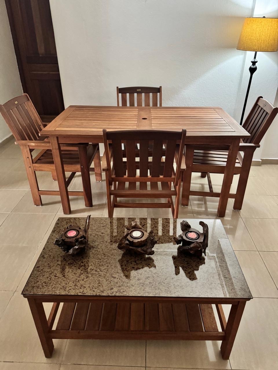 muebles y colchones - Juego de comedor de 4 sillas + mesa de centro en madera 2