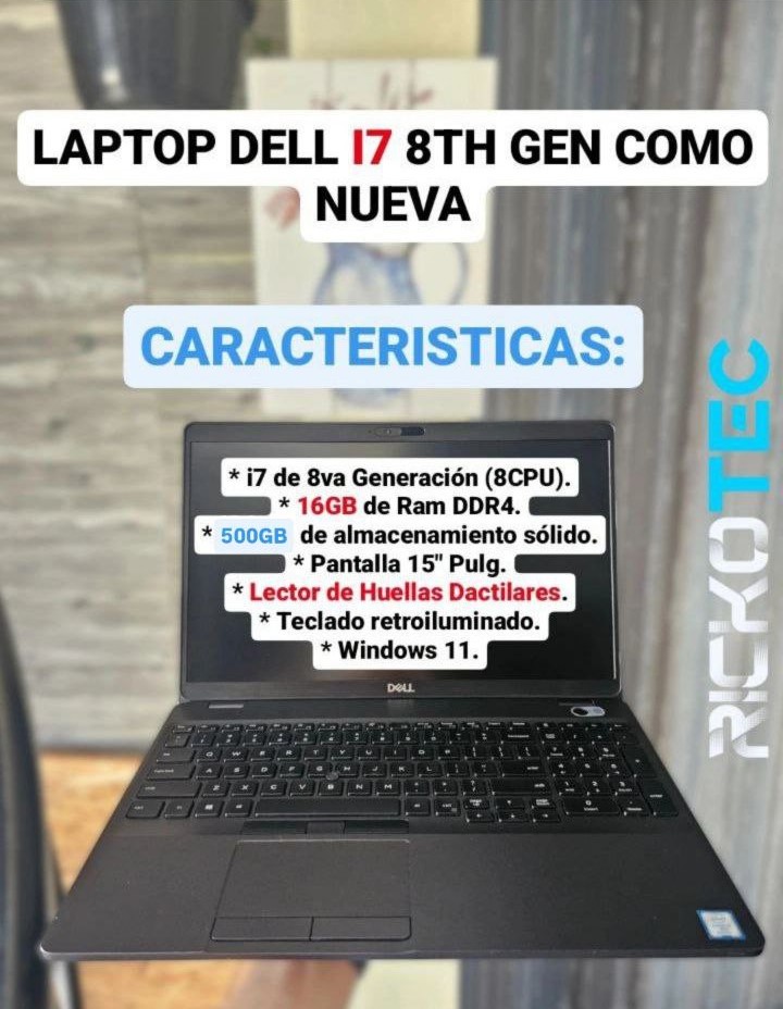 computadoras y laptops - LAPTOP DELL I7 8TH GEN 16GBRAM 500GBSSD TOUCH COMO