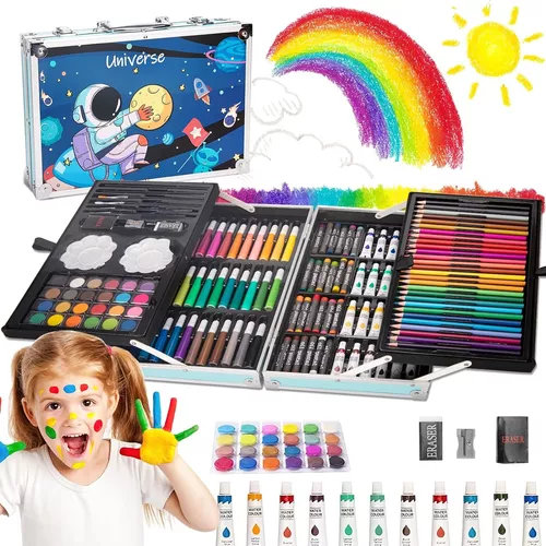 juguetes - Kit de dibujo para niños, pintura, colores, marcadores, 145 piezas, maleta niños 0