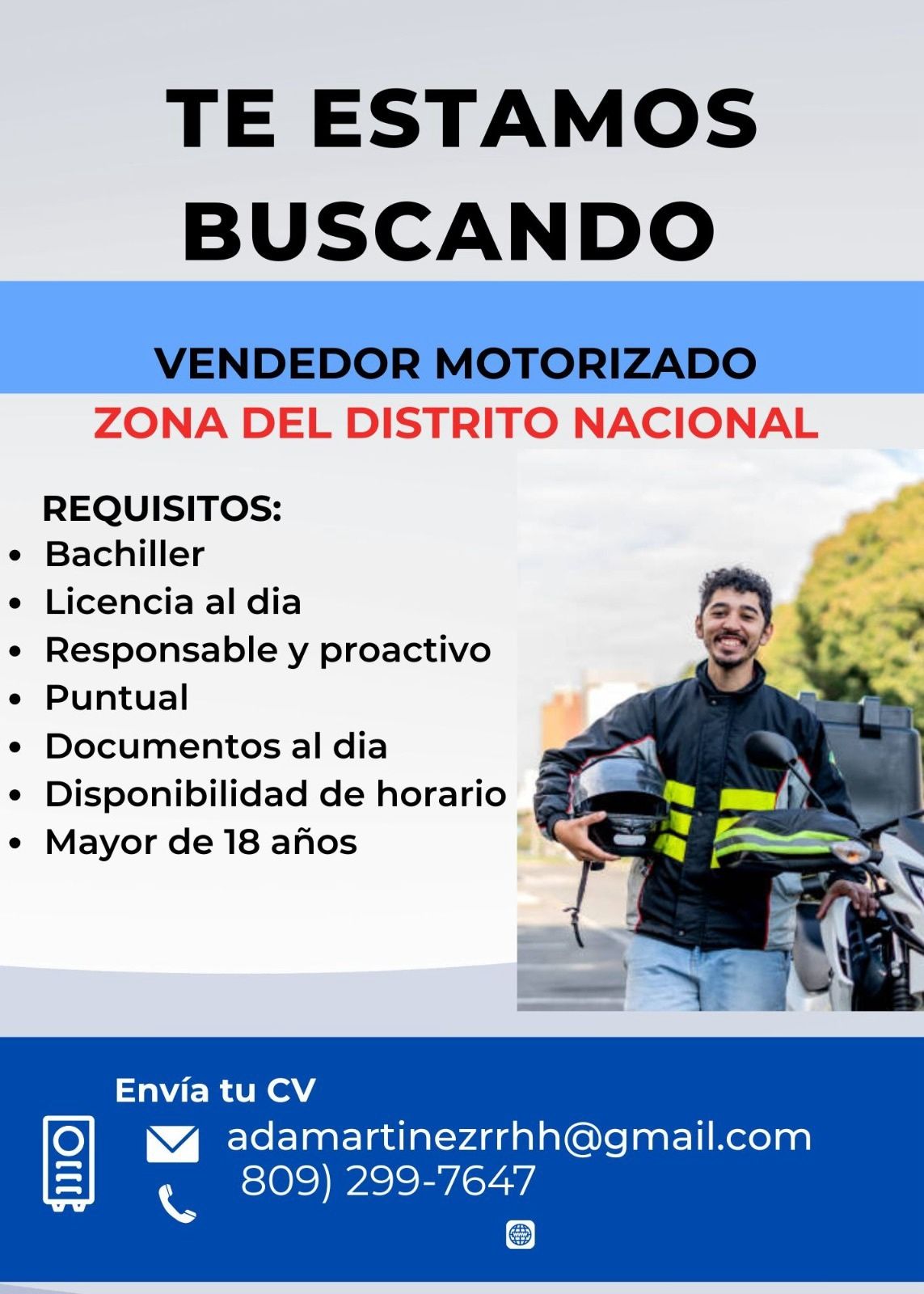 empleos disponibles - Vendedor Motorizado 0