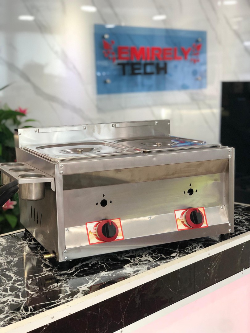equipos profesionales - Freidora de gas de doble envase de 10 litros con escurridora para papa pollo 7