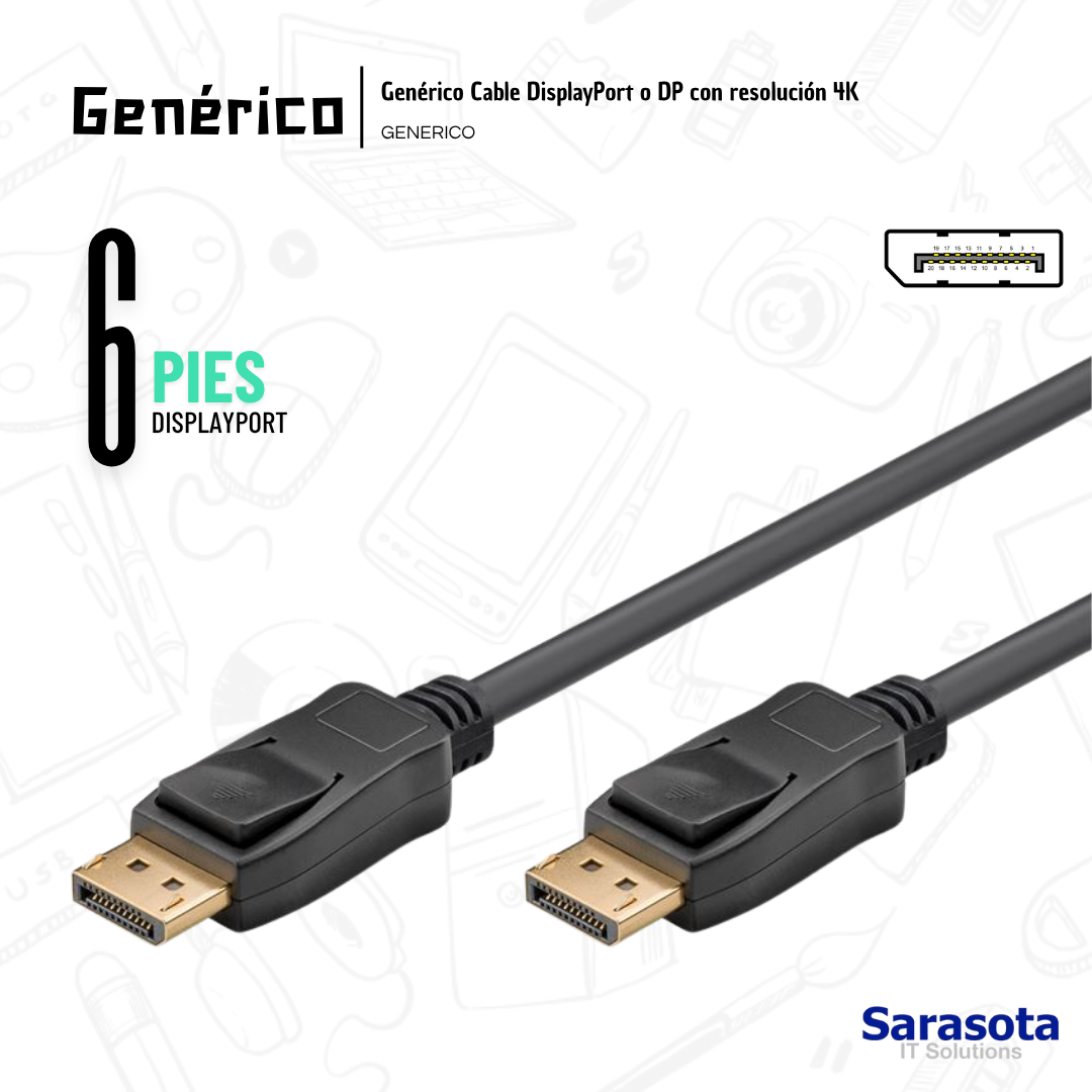 accesorios para electronica - Genérico Cable DisplayPort o DP con resolución 4K 1