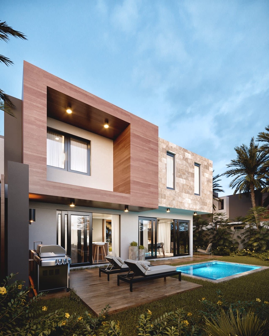 casas vacacionales y villas - Venta de villas de lujo con piscina  en Downtown punta cana zona turística  7