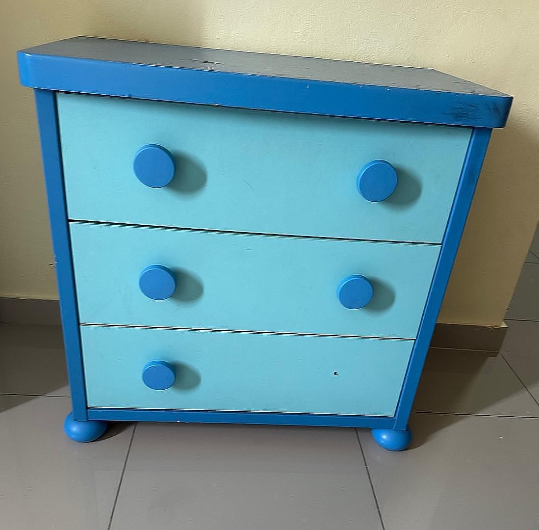 muebles - Gavetero de tres gavetas Azul  0