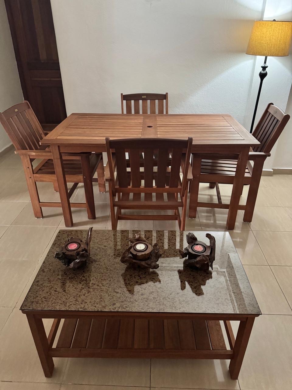 muebles y colchones - Juego de comedor de 4 sillas + mesa de centro en madera 3