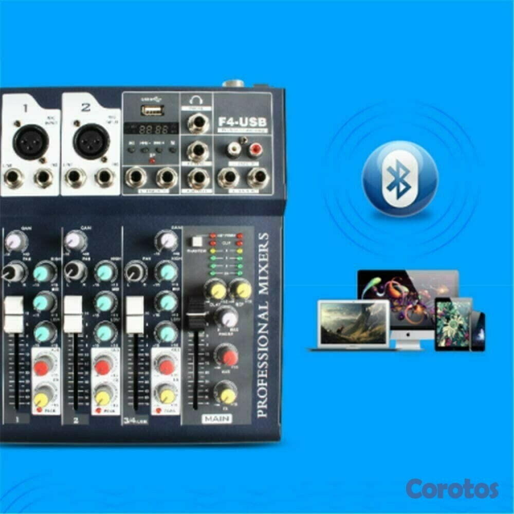 otros electronicos - Mezclador de audio de 4 canales F4-USB mixer amplificador para sonido 4