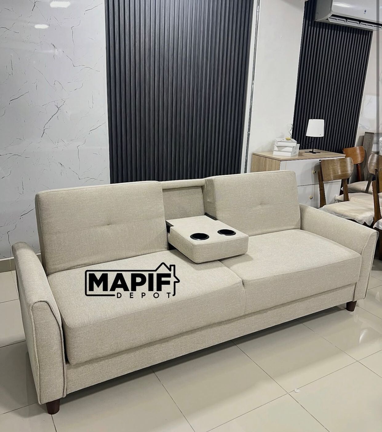 muebles y colchones - SOFA CAMA  DE 2 PLAZA CON PORTAVASOS 0