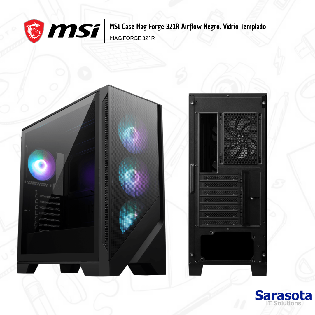 accesorios para electronica - MSI Case Mag Forge 321R Airflow Negro, Vidrio Temp 0