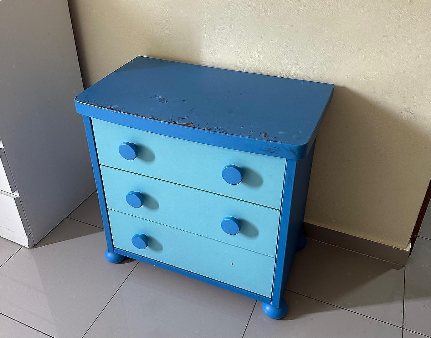 muebles - Gavetero de tres gavetas Azul  1