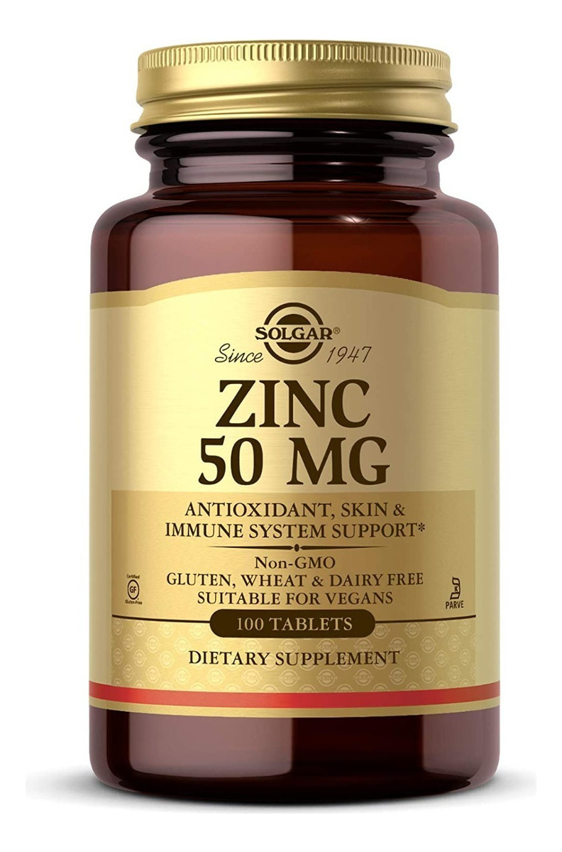 Salud y Equipamiento Médico - Zinc 50 Mg Piel Y Vision Saludable 100 Tabletas Solgar 0