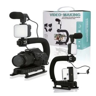 accesorios para electronica - Estabilizador de vídeo en forma de U/C con luz LED y microfono video making  2