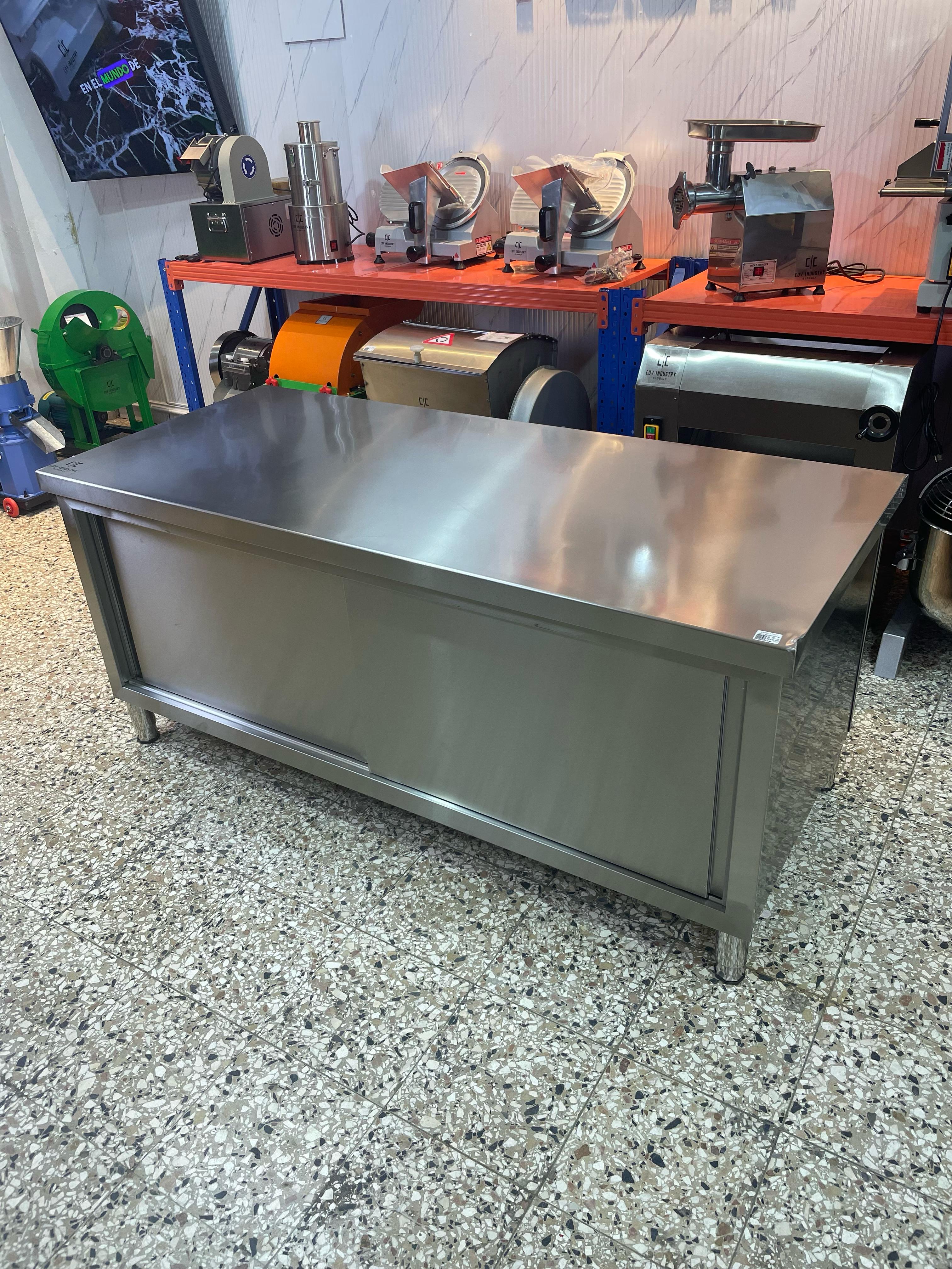 equipos profesionales - Mesa de trabajo de acero inoxidable tipo gabinete  7