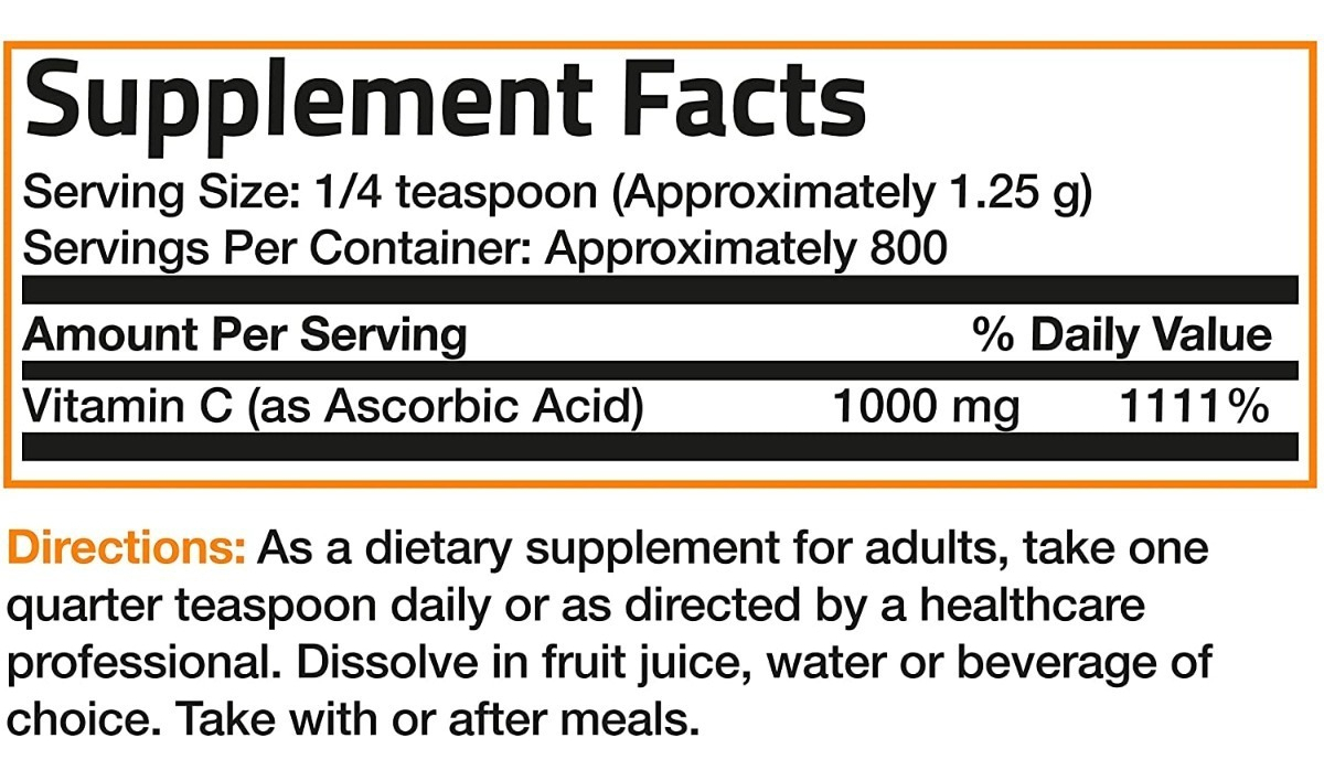 Salud y Equipamiento Médico - Vitamina C En Polvo Absorcion Acido Soluble 1000 Mg 1 Kg 1
