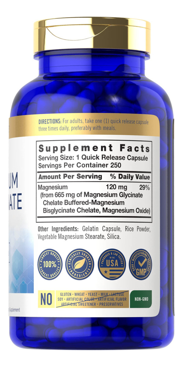 Salud y Equipamiento Médico - Bisglicinato De Magnesio 665 Mg - 250 Capsulas 1