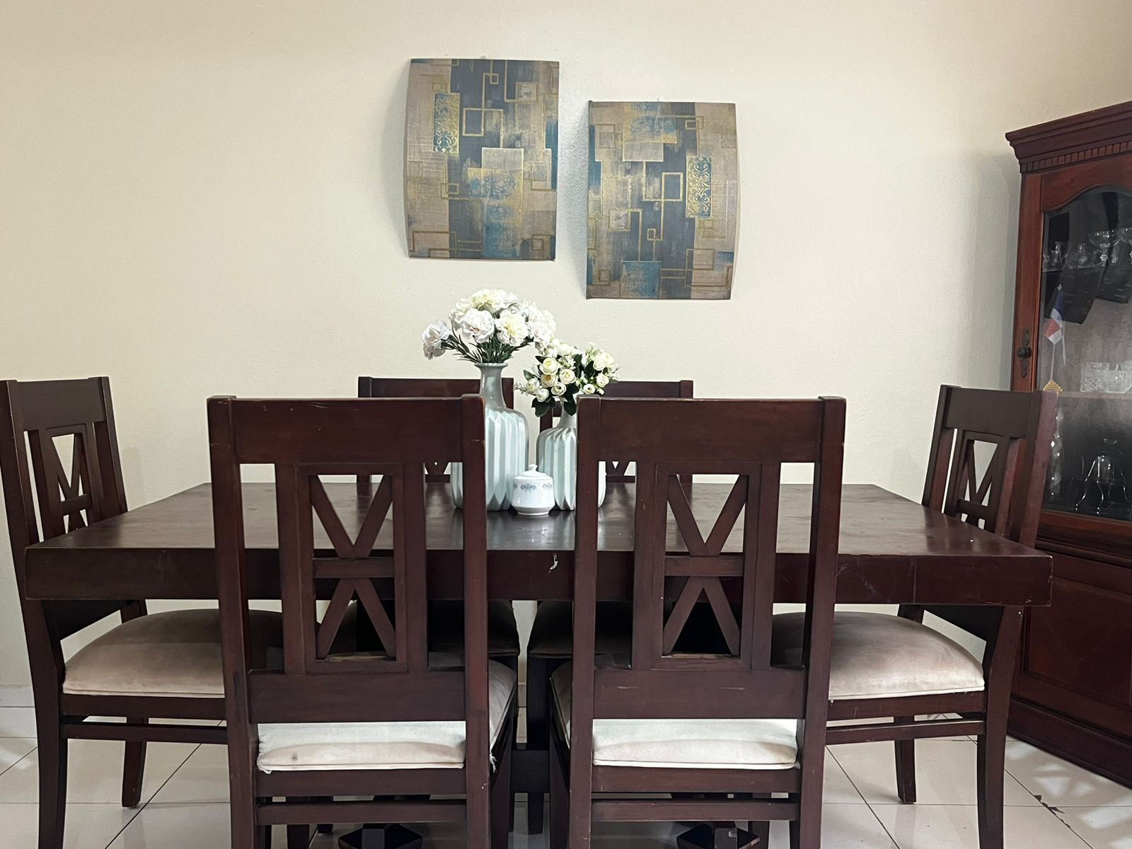 muebles y colchones - De Oportunidad! Juego de Mesa de caoba de 6 sillas 8