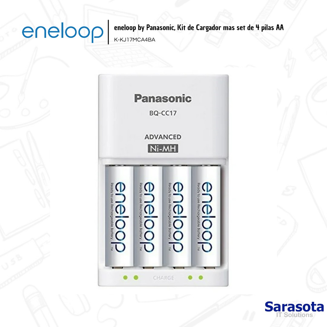 accesorios para electronica - Cargador con baterías recarcables AA Eneloop Panasonic 7hr 1