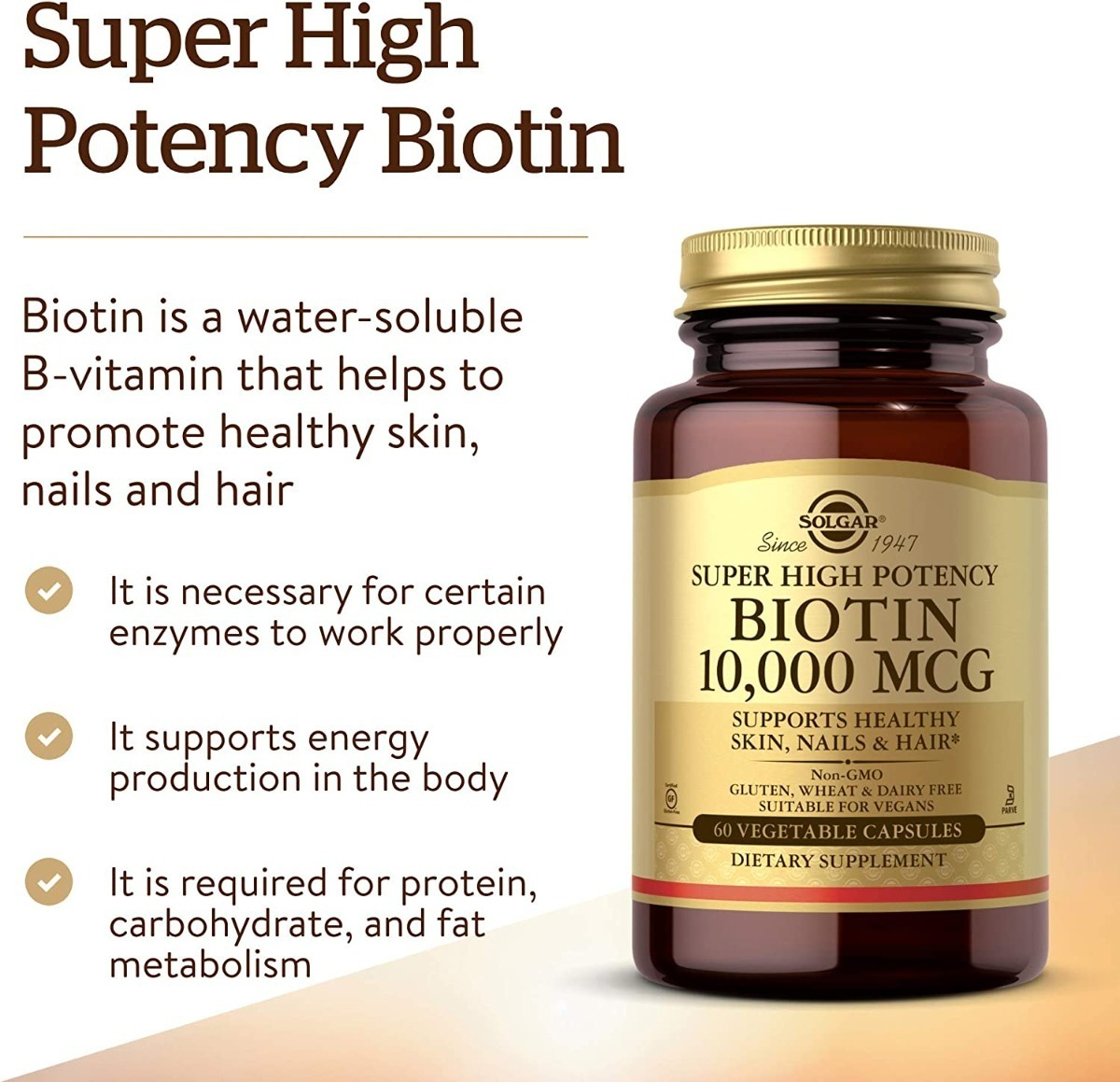 Salud y Equipamiento Médico - Biotina 10000 Mcg Piel, Uñas, Cabello Y Metabolismo 60 Cap 2