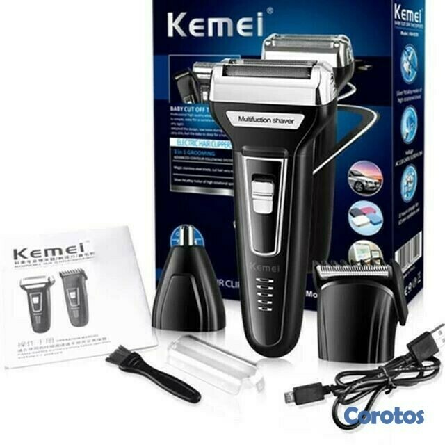 salud y belleza - Maquina de afeitar 3 en 1 recargable KM-63333 2
