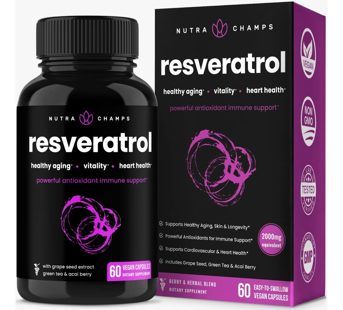Salud y Equipamiento Médico - Resveratrol 60 Cap Nutrachamps - U - Unidad A $3315 0