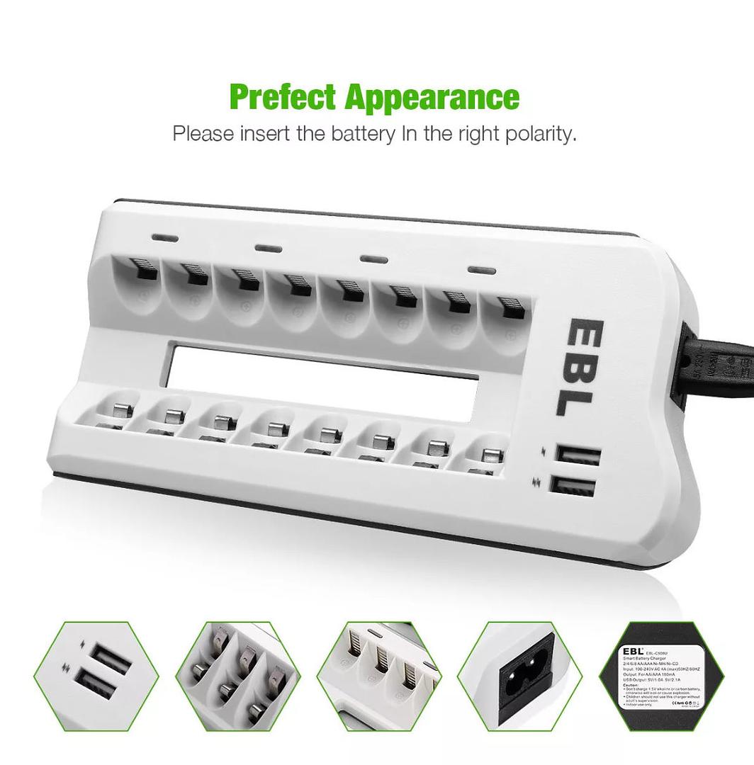 consolas y videojuegos - EBL Intelligent Battery Charger-AA AAA Ni-MH Ni-CD 6