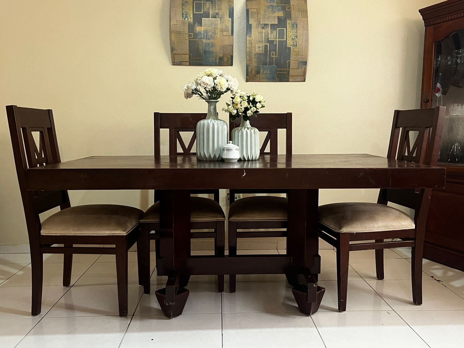 muebles y colchones - De Oportunidad! Juego de Mesa de caoba de 6 sillas 5