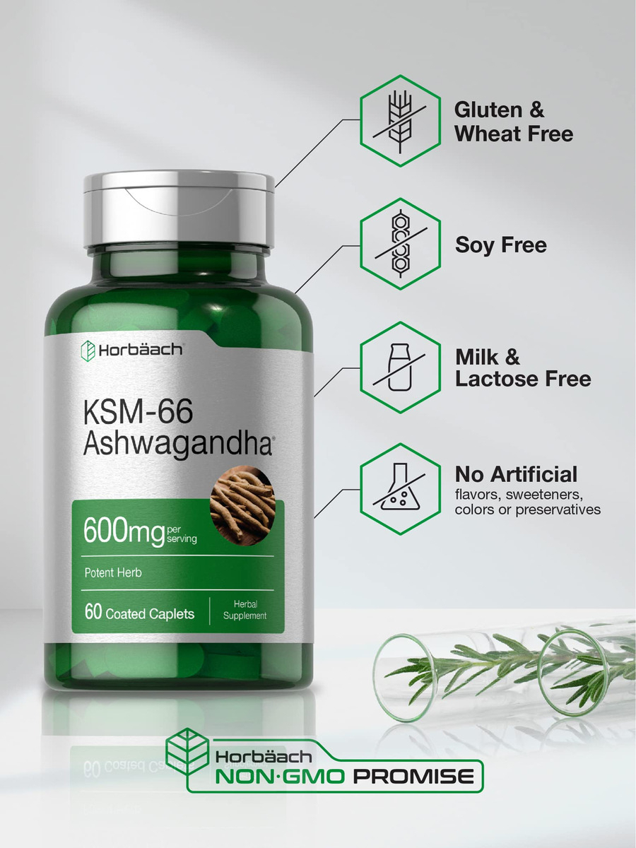 Salud y Equipamiento Médico - Ksm-66 Ashwagandha 600mg 60 Cap Horbaach 3
