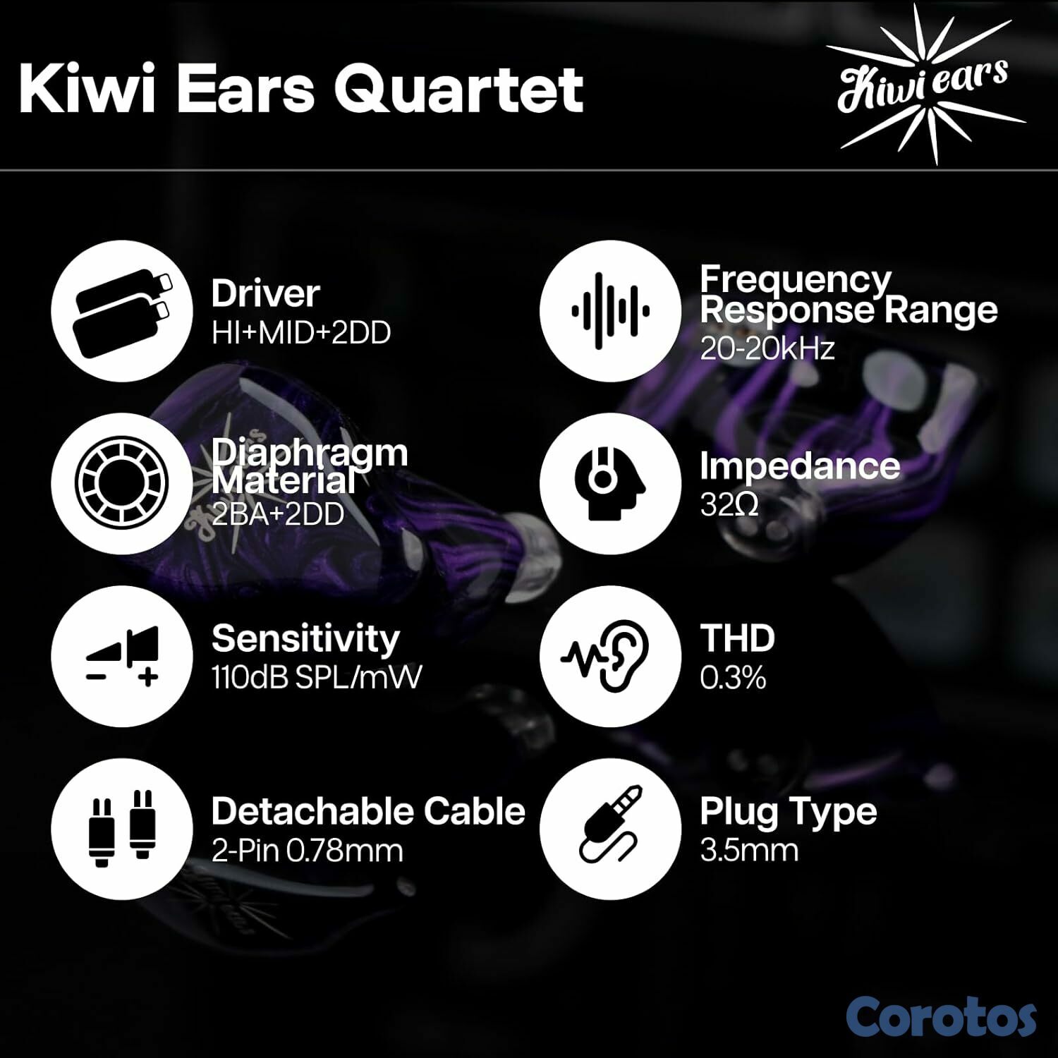 camaras y audio - Kiwi Ears Quartet auriculares IEM 2DD + 2BA 7