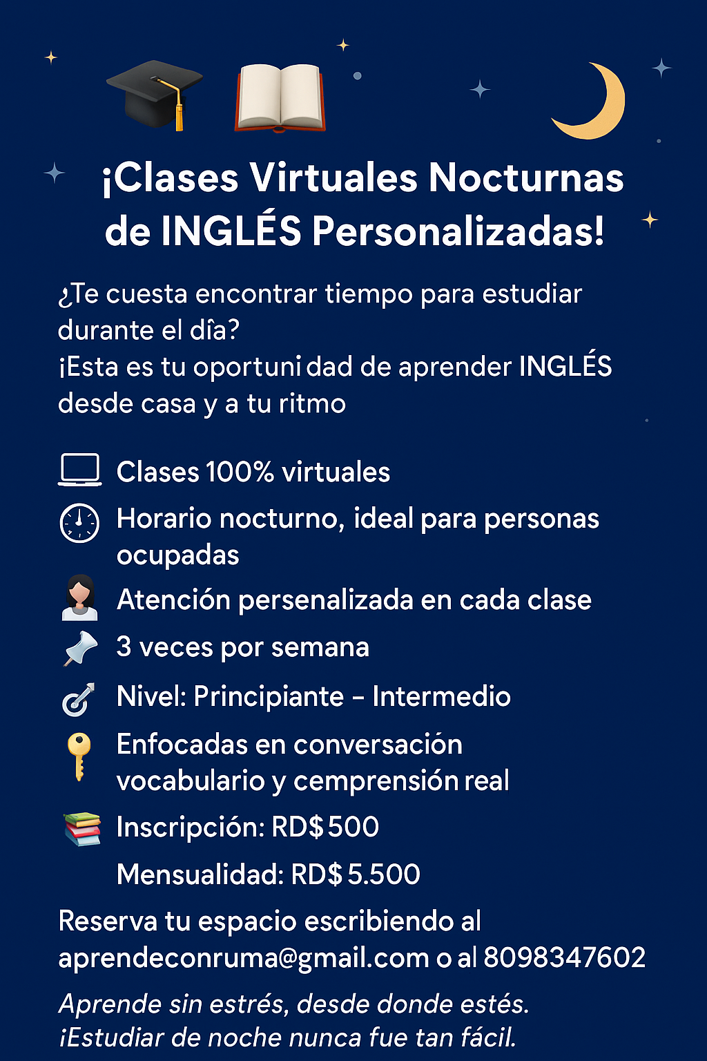 cursos y clases - ¡Clases Virtuales Nocturnas de INGLÉS Personalizad 0