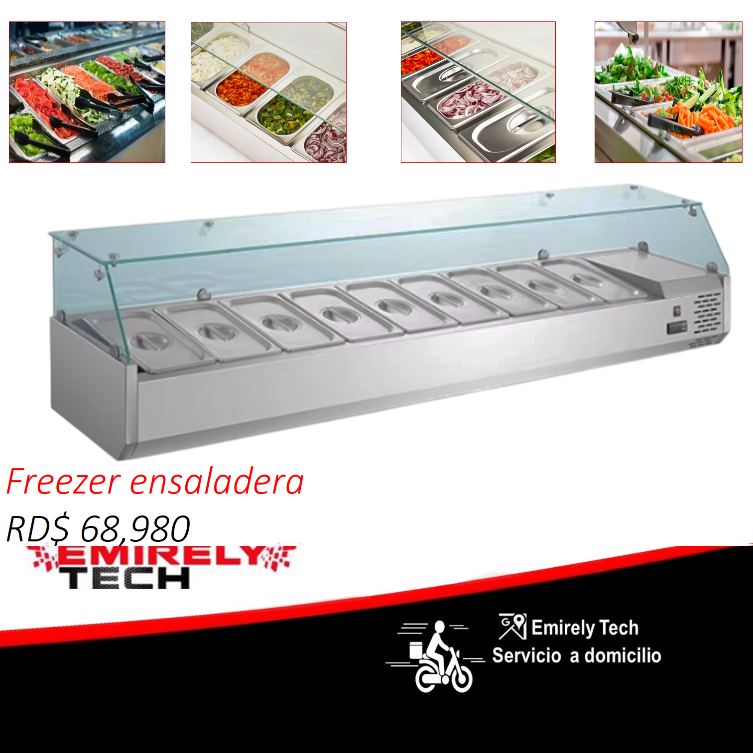 equipos profesionales - Ensaladera exhibidora vitrina fria barra ensaladas 0